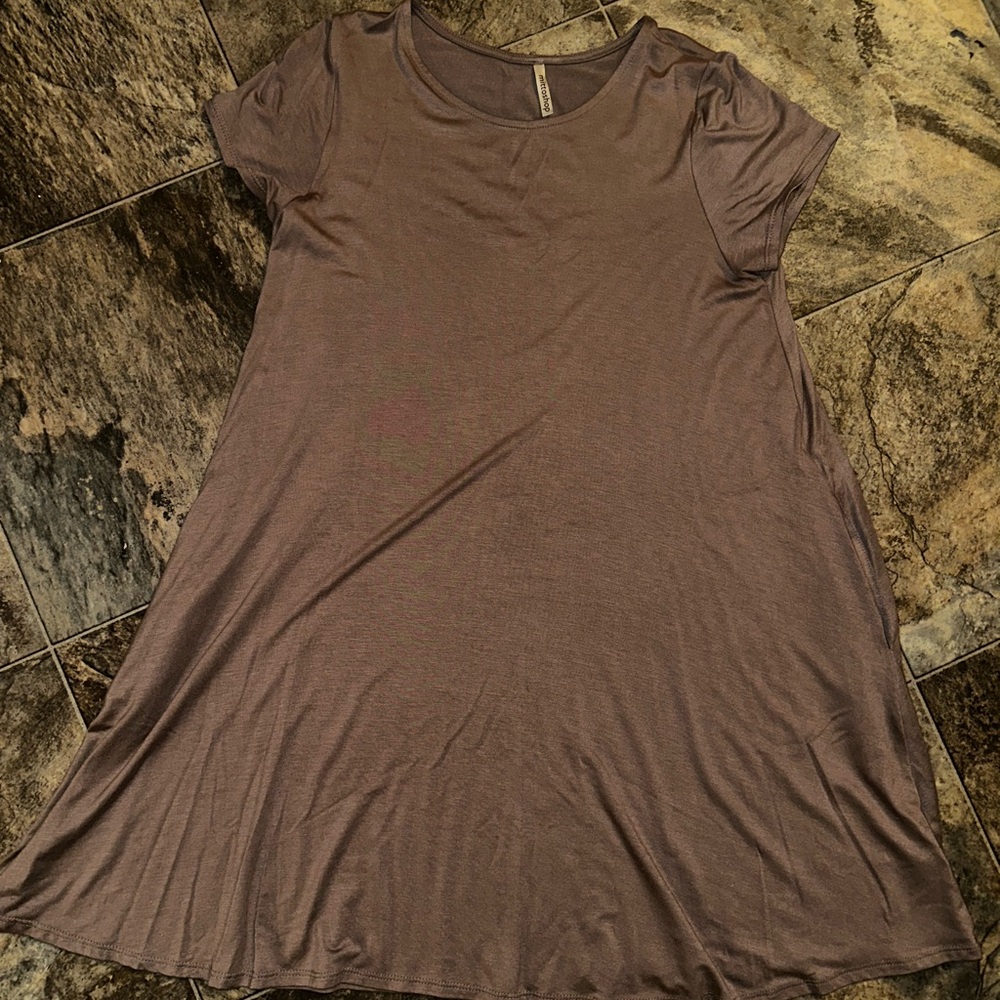 Mittoshop Dusty Beige Tunic Dress with Pockets